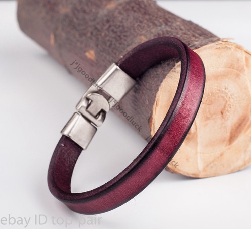Pulsera de cuero genuino Simply Cool de banda única para hombre ROJO OSCURO - Imagen 7 de 10