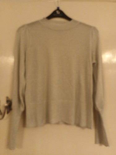 Next Very Thin Metallic Silver Long Sleeve Oversized Jumper in Size 12 used once