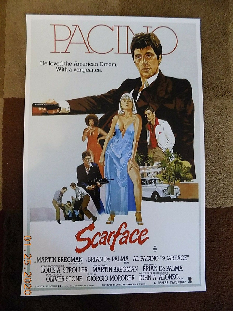 1983 Scarface Movie Poster Brian De Palma Oliver Stone Al Pacino
