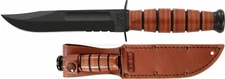KABAR 1261 Short Combo Edge Fighting, Survival Utility Knife Leather Sheath