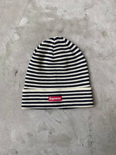 Supreme Box Logo Striped Beanie Navy OS 