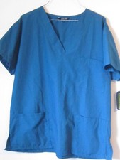 WOMENS TEAL SCRUB TOP X-LARGE NWT. CHEST 23 INCHES.