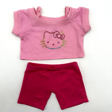 Build a Bear Hello Kitty Pink Rainbow Stud Top Shirt Lace Leggings Sanrio Outfit