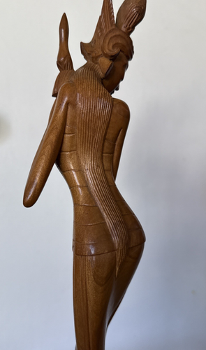 VTG Gorgeous Hand Carved Wood BALINESE Woman SCULPTURE DEWI 17” - Picture 8 of 14