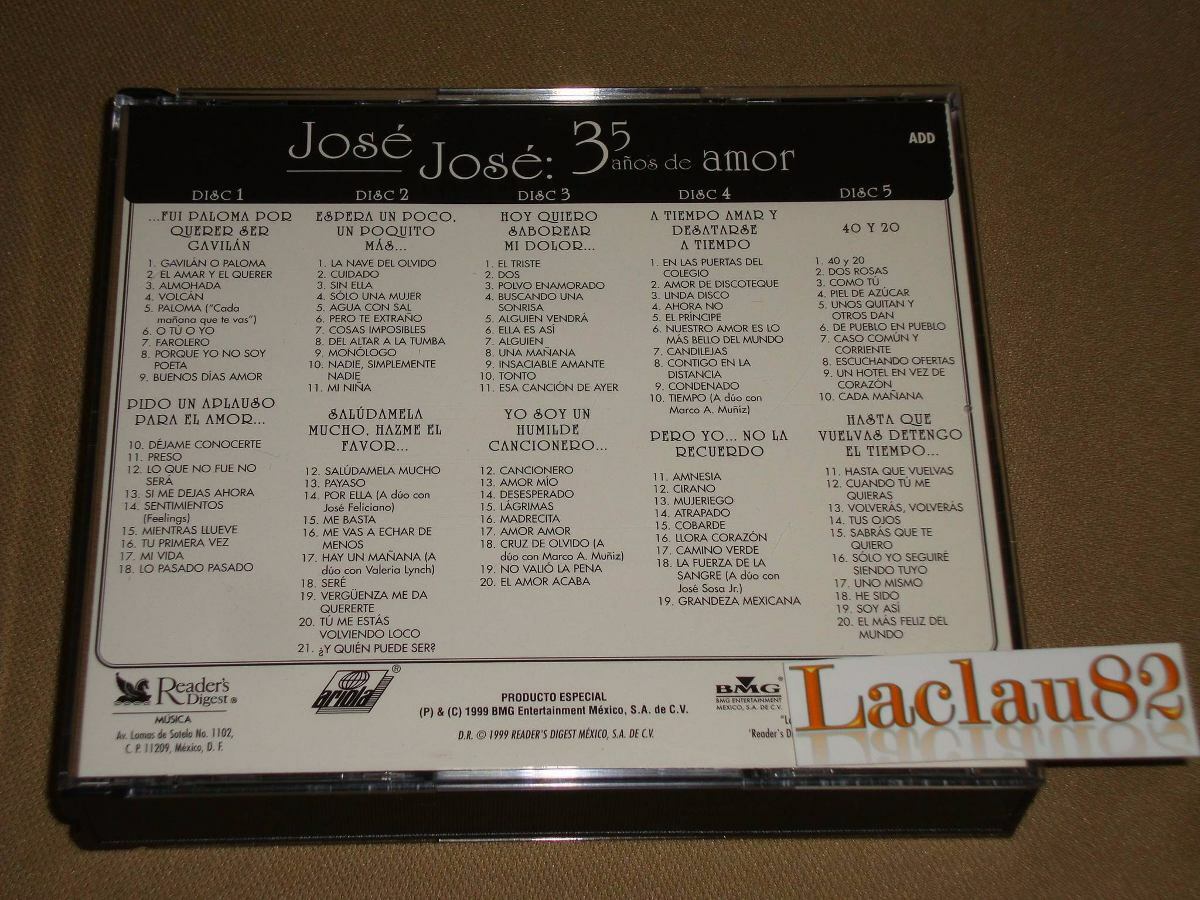 Jose Jose 35 Años De Amor 1999 Selecciones Readers 5 Cds Mexico | eBay