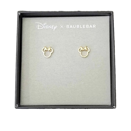 Disney X Baublebar Minnie Mouse Bow Gold Tone Stud Fashion Jewelry Earrings - Picture 2 of 4