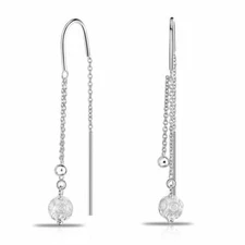 Ball Dangle Earrings, Needle and Thread Earrings in 925 Sterling Silver