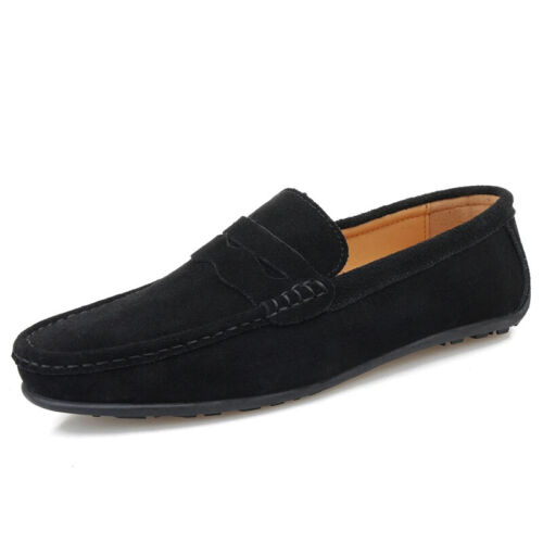 Men's Slip on Loafers Super Soft Suede Genuine Leather Driving Casual Footwear - Picture 25 of 29