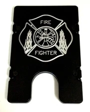 Billet Vault Aluminum Wallet RFID protection black anodized, Fire Fighter