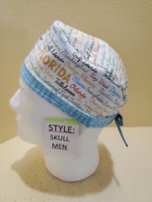 Florida Cities Men's Skull/Chemo Surgical Scrub Hat/Cap Handmade
