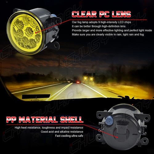 Pair 4" Bumper LED Fog Lights Amber Yellow For 2014-2019 Ford Fiesta 1.0L 1.6L - Foto 4 di 10