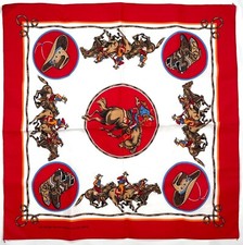 NOS VTG Wamcraft 14193 Red White Cowboy Rodeo Print 50/50 Blend Bandana USA Made