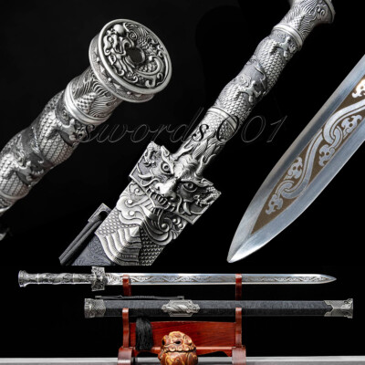 Chinese Kong Fu Dragon Sword Han Dynasty Jian Blade High Manganese Steel Katana