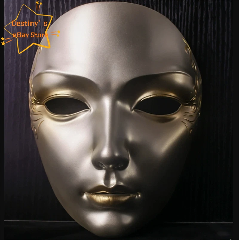 Unisex Venetian Full Face Gold Mask Samurai Costume Cosplay Party Accessories - Image 2 of 4