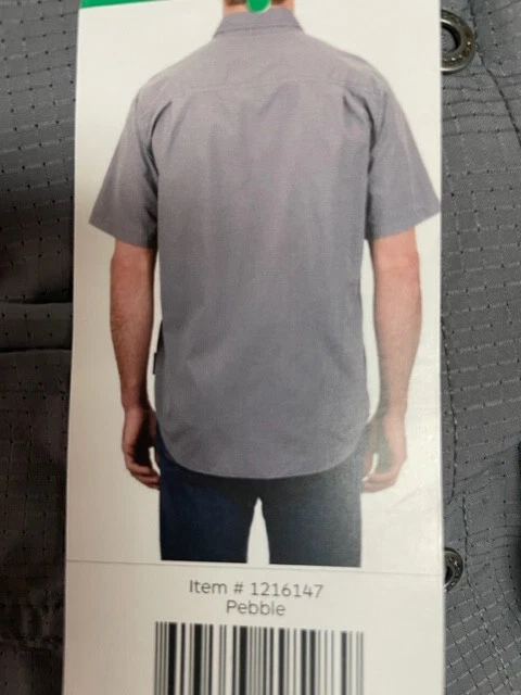 EXOFFICIO MENS TERCENA SOLID SHORT SLEEVE METAL SNAP SHIRT (PEBBLE GRAY L) NWOT - Image 2 of 4