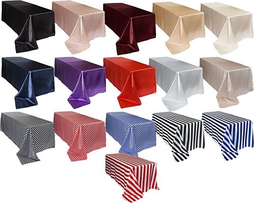 8ft Rectangular Shiny Satin Tablecloth for Home & Weddings Stylish 90x156" Cover - Picture 17 of 44
