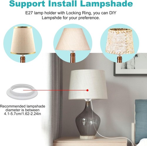 Bottle Lamp Kits, 2 Pack Bottle Lamp Adaptor Kit, Lamp Kits Do It Yourself, E27 - Picture 5 of 7