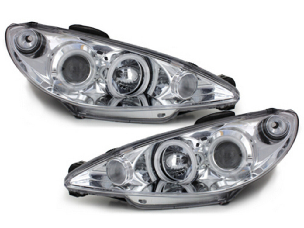 Projecteurs pour Peugeot 206 2002- Yeux d'Ange Chrome CCFL FreeShip SV LPPE28EN Projecteurs pour Peugeot 206 2002- Yeux d'Ange Chrome CCFL FreeShip SV LPPE28EN