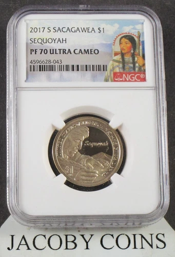 2017 S Sacagawea $1 Sequoyah NGC PF70 Portrait Label