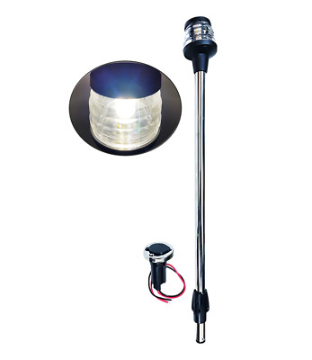 Pactrade Marine Boat White LED All Round Anchor Navigation Light 2Prong Base 12V