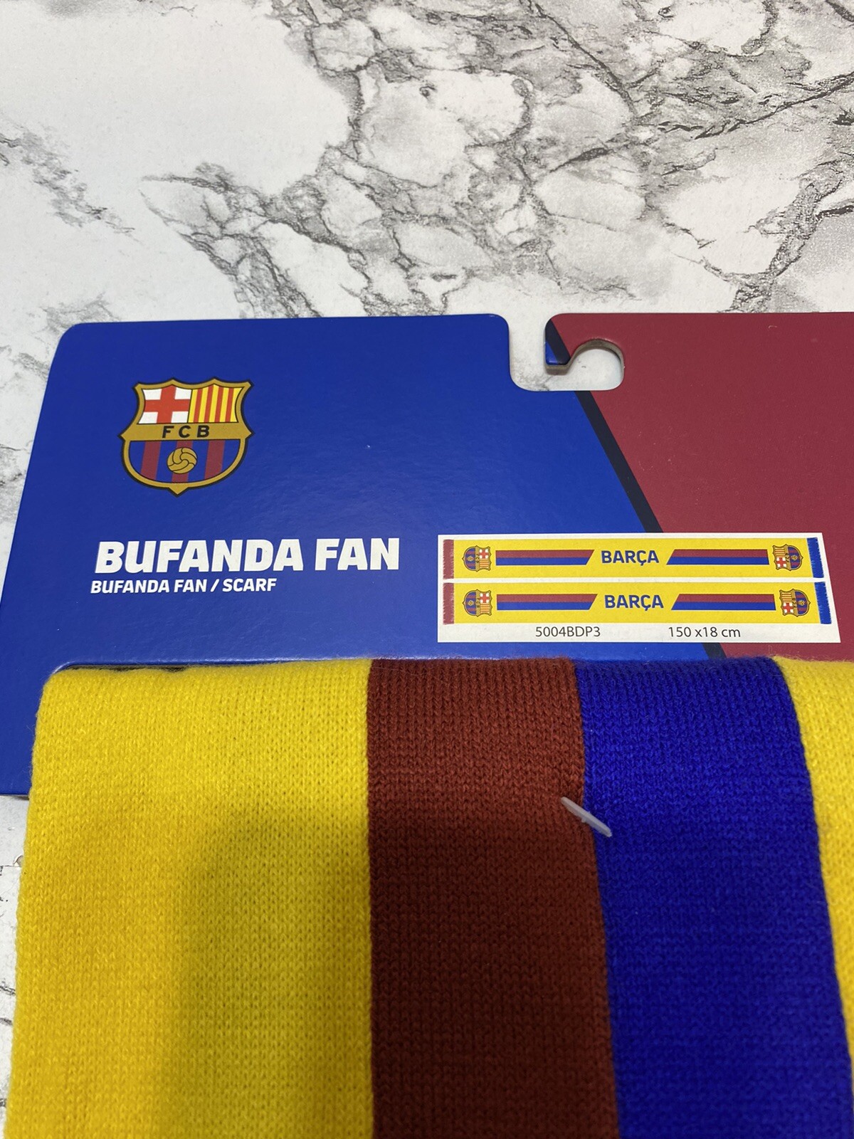 BUFANDA VINTAGE OFICIAL Del F.c Barcelona Serigrafiada Con Colores De