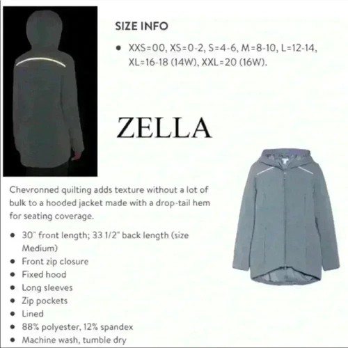 Zella Quilted Puffer Winter Jacket Coat Women's Size L - 第 2/13 張圖片