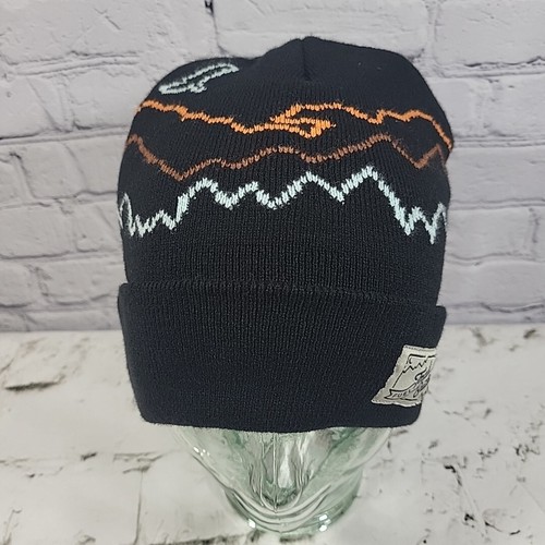 Fuel Good Trail Butter Beanie Hat Cap Black with Print Unisex Winter