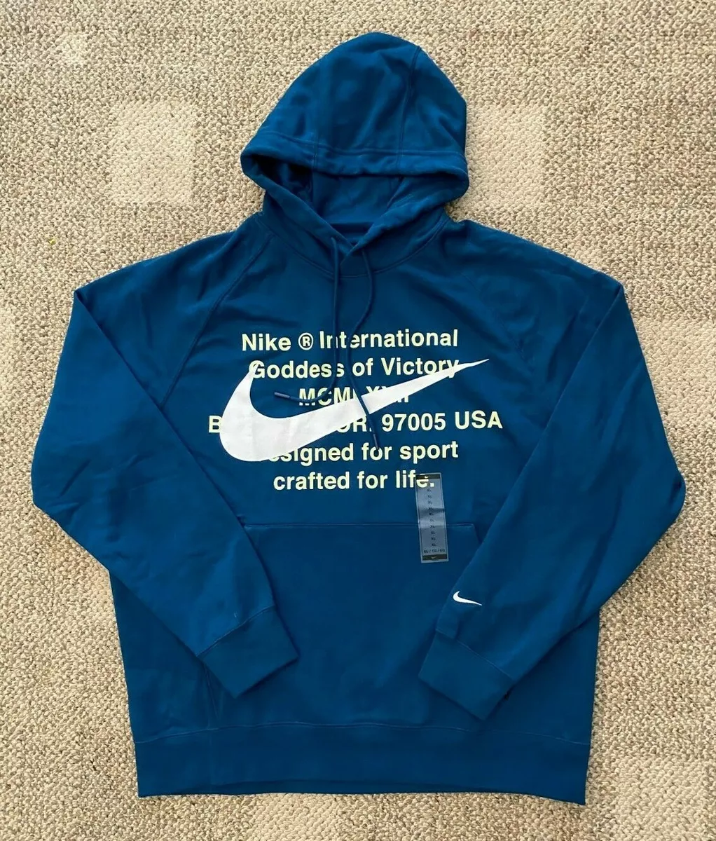 Mens Nike Sportswear Swoosh French Terry Pullover Hoodie Blue Force Size XL