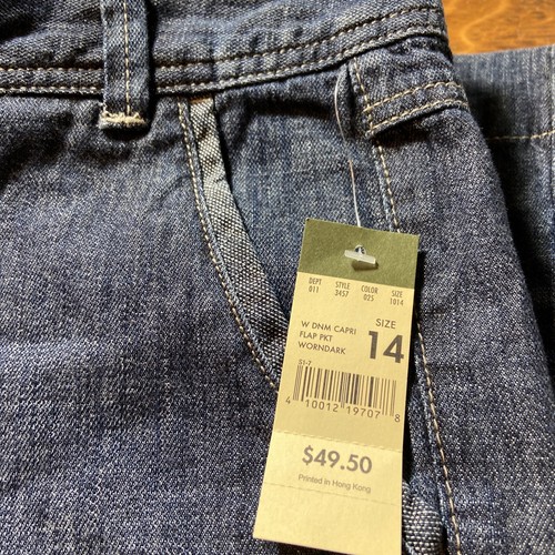 NWT Eddie Bauer Women's Size 14 Med Wash Denim Jean Capris Cropped 34x20 $49.50 - Picture 4 of 4