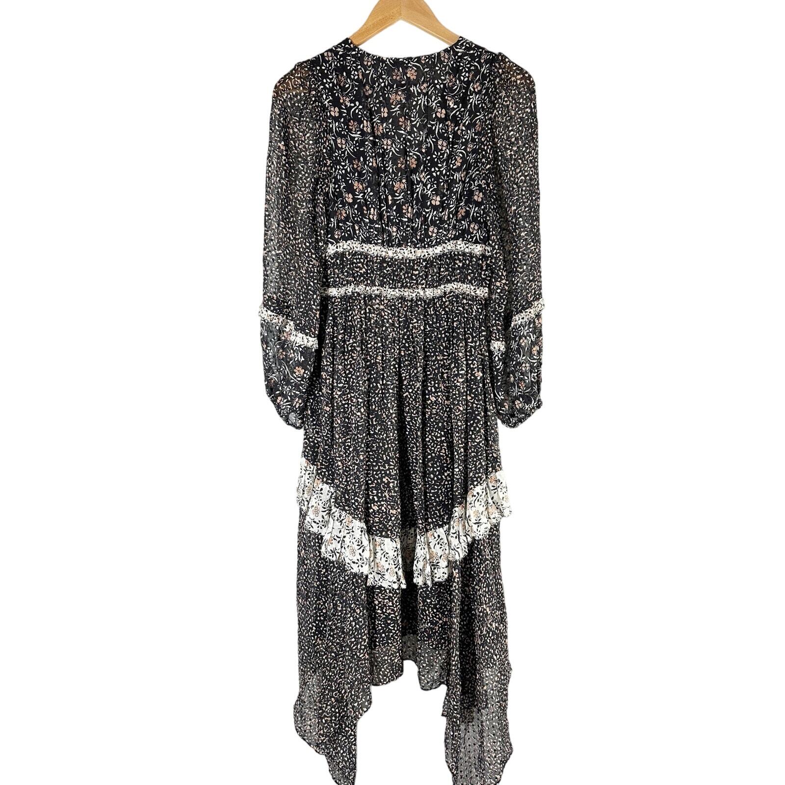 Ulla Johnson Noir Primrose Patchwork Midi DressBl… - image 3