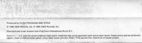 STING MERCURY FALLING CASSETTE ALBUM Turkish issue RAKSMUZIK A&M - Picture 12 of 12