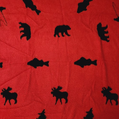 Vintage rot und schwarz Hütte See Biederlack 55”x 64” Druckknopf Wickeldecke - Bild 5 von 9