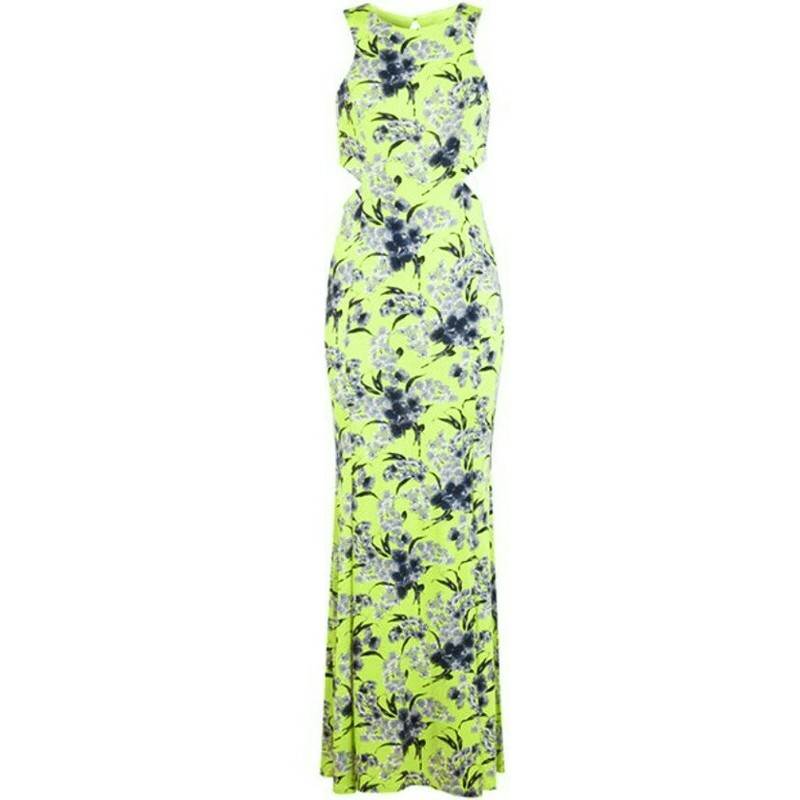NEW Size 10 Miss Selfridge Lime Green Grey Floral Cut Out Sleeveless Maxi Dress NEW Size 10 Miss Selfridge Lime Green Grey Floral Cut Out Sleeveless Maxi Dress