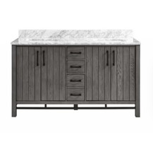 Home Decorators Stanbury Cashmere Double Vanity, Carrara Marble Vanity Top, Gray