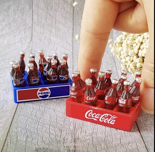 Barbi Dollhouse Miniature Drinks Coke Coca-Cola Pepsi Bottles Soda Lot 👻🧲 12pc - Picture 7 of 13