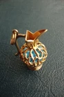 14k YELLOW GOLD EWER URN CHARM PENDANT WITH TURQUOISE BEADS INSIDE 6.3 GRAMS