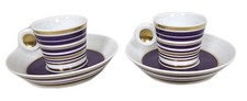 Bernardaud Lampeduza Espresso Coffee Cups and Saucers Voilet New Pair Gift