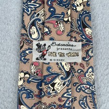 Disney Mickey Mouse Print Paisley Silk Neck Tie Made In USA