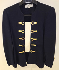 St John Collection By Marie Gray Navy Nautical Gold Buttons Jacket Womens Size 2