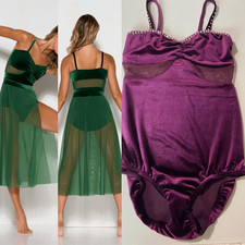 Kelle Dance costume solo leotard skirt 2 purple velvet EVERGREEN 5380 4328 teen
