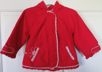 Hooded Jacket Girls Carters Baby Toddler Windbreaker Lined 18 Mos. Red Cherry