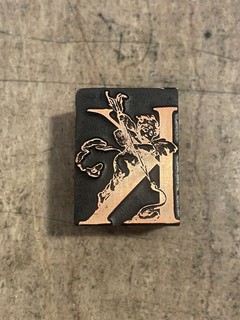 Printing Letterpress Print Block Vintage Copper Letter K Drop Cap Initial (3450)