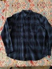 HUF Shadow Plaid Flannel Shirt Black Charcoal Large