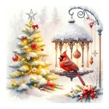 Christmas Tree Diamond Art Kit 5D DIY Round Holiday Wall Craft 11.8 In