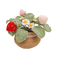 Handmade Crochet Flowers with Vase, Lovely Knitting Flower Potted Plant for H...