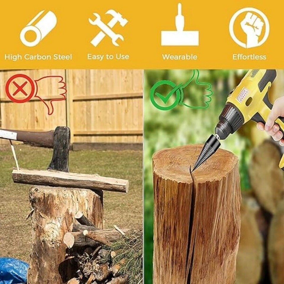 6X Wood Splitter Screw Splitting Cone Driver High Speed Twist Firewood ...