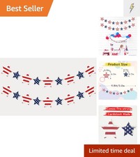 Patriotic Star Garland Banner for 4th of July Decorations, Red White Blue Sta...