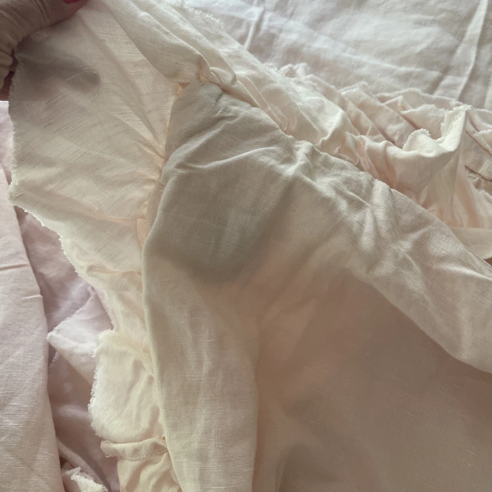 Funda nórdica doble con volantes de algodón lino para bebés y niños Restauración Hardware rosa Foto 3 de 4