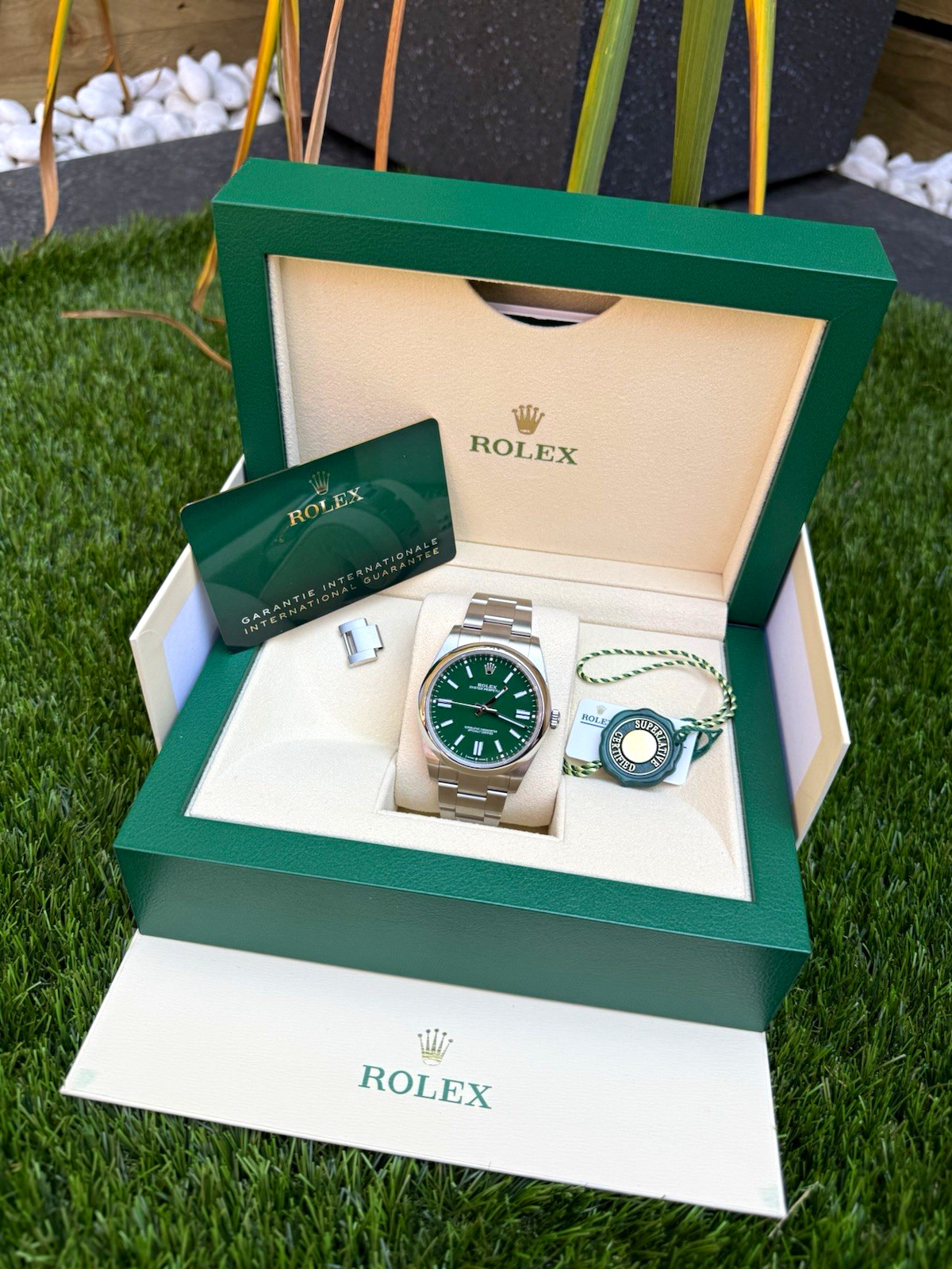 Rolex Oyster Perpetual 41mm Green Dial 124300 Box & Papers Year 2021