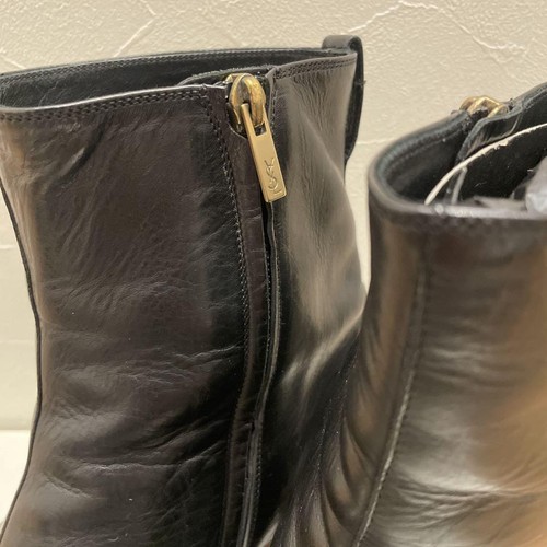 YSL Yves Saint Laurent JONNY65 Zip Ankle Boots Black Calf Leather Men's 42/US9 - Picture 2 of 24